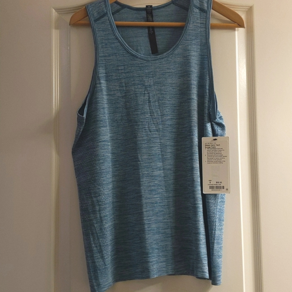 NWT - Lululemon Mens S metal vent tech surge tank - Light blue